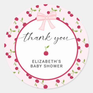 Kirsche auf dem Baby Shower Coquette Danke Runder Aufkleber