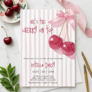 Kirsche auf dem Bow Kirsch-Baby-Shower Einladung