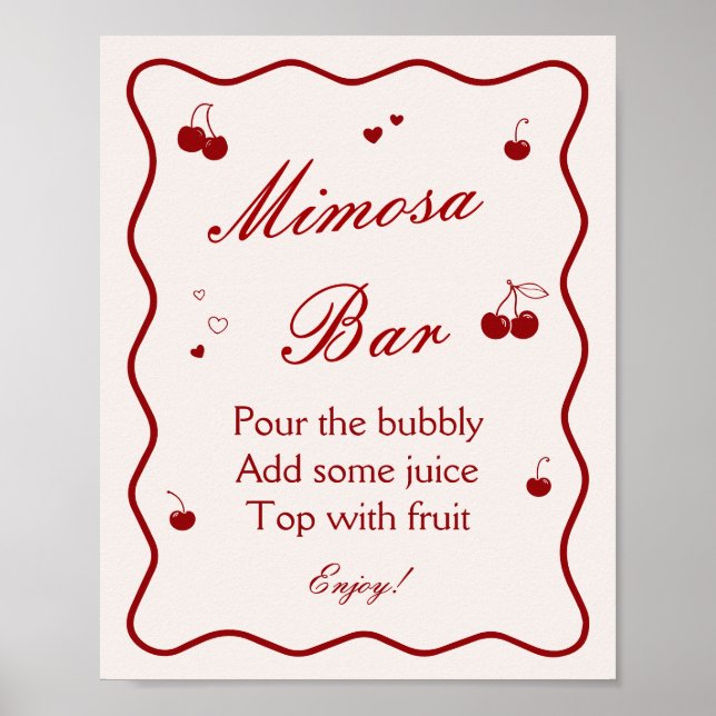 Kirsche auf dem Brautdusche-Mimosa-Bar Poster (Vorne)
