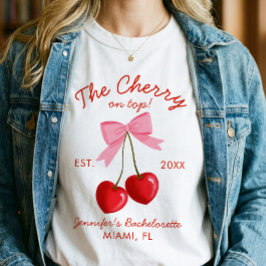 Kirsche auf dem Brautjunggesellinnen-Abschied Pink T-Shirt