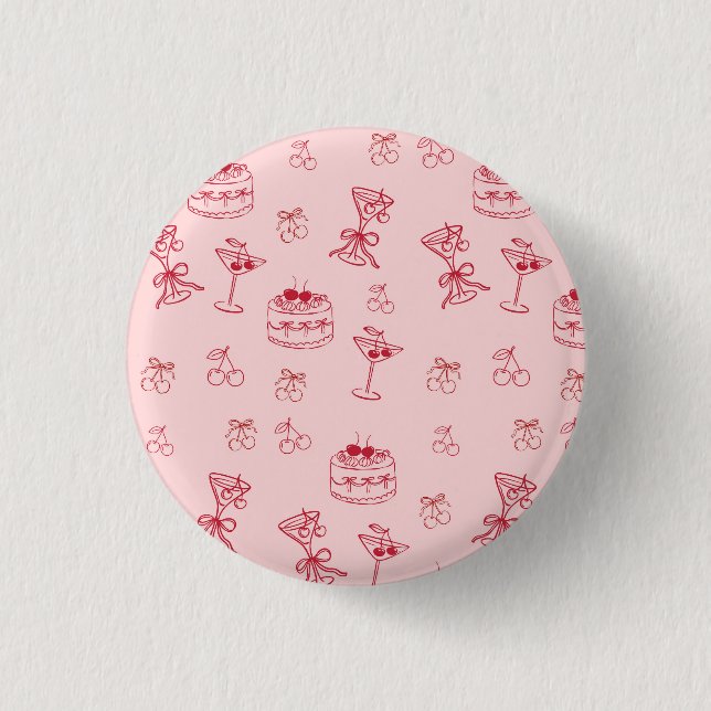 Kirsche auf dem Geburtstagskuchen Button (Vorderseite)