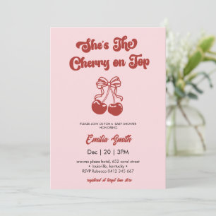 Kirsche auf dem Hand gezeichnetes Mädchen Baby Sho Einladung