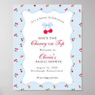 Kirsche auf der Coquette-Schleife Gingham-Baby-Par Poster