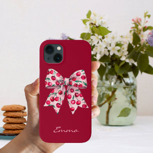 Kirsche auf rosa Schleife, süß, modern, Wasserfarb Case-Mate iPhone Hülle