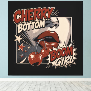 Kirsche Bottom Girl – Retro-Comic-Kirsche Leinwanddruck