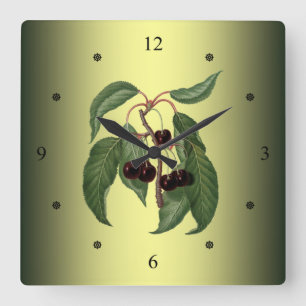 Kirsche ~ Giorgio Gallesio ~ Botanisches Obst ~ Quadratische Wanduhr