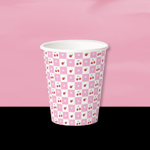 Kirsche, Kleine Blume, Rosa Weiße Papiertasse Pappbecher