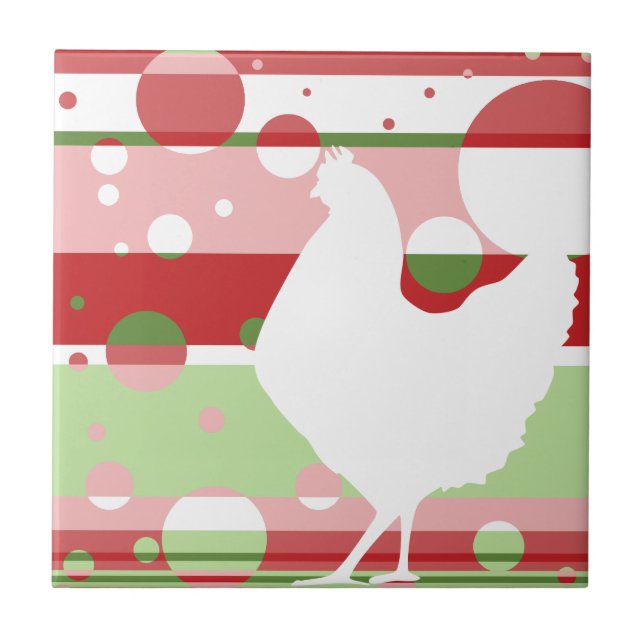 Kirsche-Limones Pop-Kunst-Huhn Fliese (Vorderseite)