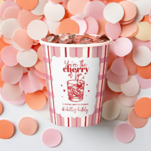 Kirsche Obenauf Whiskey Rosa Rote Geburtstagsfeier Pappbecher