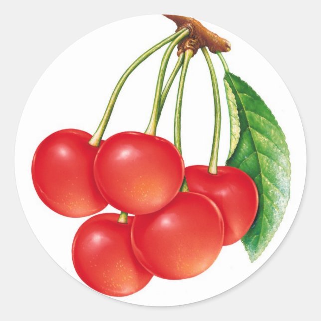 Kirsche Runder Aufkleber (Vorderseite)