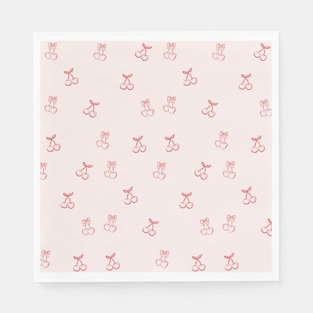 Kirsche Umriss Minimalismus Serviette (Vorderseite)
