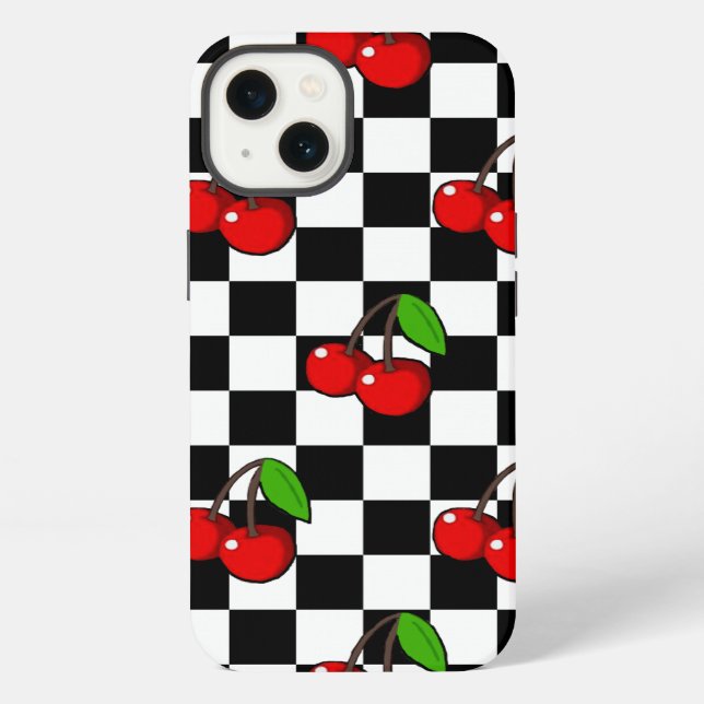 Kirsche und Karo iPhone Hülle (Rückseite)