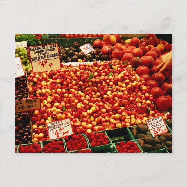 Kirschen am Pike Place Market Postkarte (Vorderseite)
