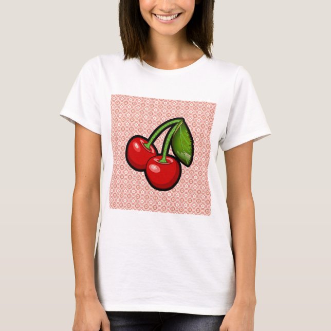 Kirschen auf Blume T-Shirt (Vorderseite)
