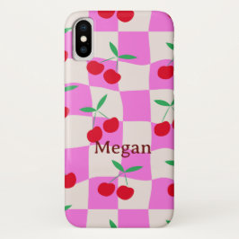 Kirschen auf rosafarbenen Individuellen Namen Case-Mate iPhone Hülle
