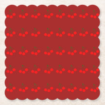 Kirschen auf Untersetzer aus Maronpapier (Set 6)