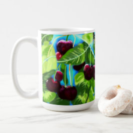 Kirschen aus den Zweigen Kirsche rot grün Kaffeetasse
