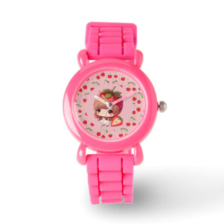 Kirschen Feen Rosa und Rot Uhr