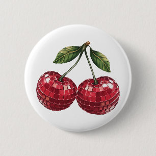 Kirschen Fruchtdisco Groovy Retro Button