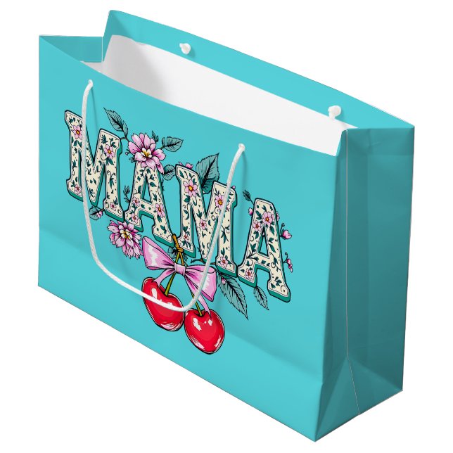 Kirschen für Mama Große Geschenktüte (Vorderseite Schrägansicht)