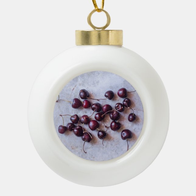 Kirschen Keramik Kugel-Ornament (Vorderseite)