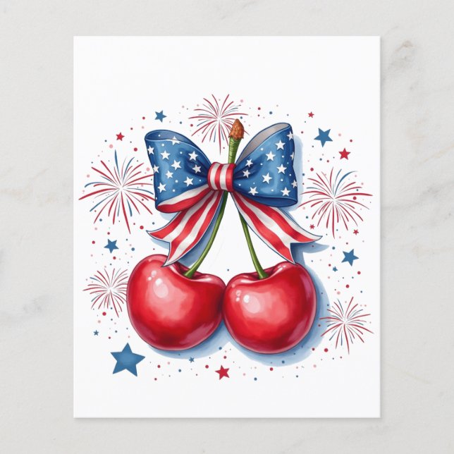 Kirschen mit Coquette Bow 4. Juli Amerikaner Flyer (Vorne)