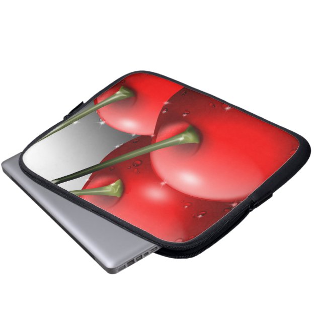 Kirschen mit dew-Laptop-Ärmeln Laptopschutzhülle (Vorne Knopf)