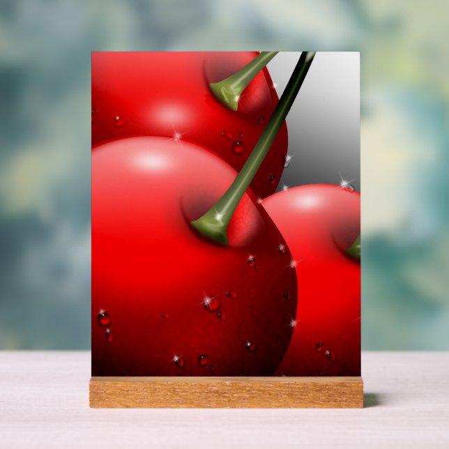 Kirschen mit Taubentropfen Acrylschild (Neutral)