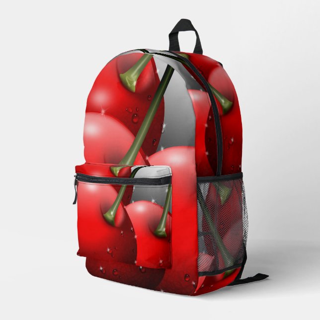 Kirschen mit Taubentropfen Bedruckter Rucksack (Rückseitige Ecke Rechts)