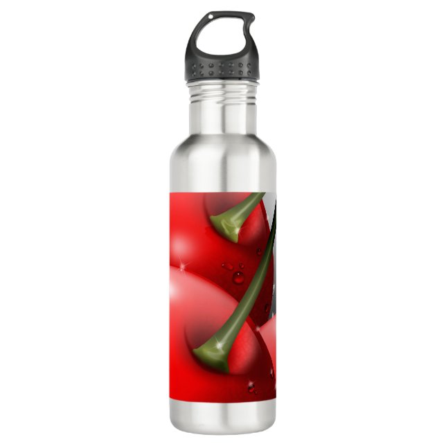 Kirschen mit Taubentropfen Edelstahlflasche (Vorderseite)