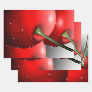 Kirschen mit Taubentropfen Geschenkpapier Set