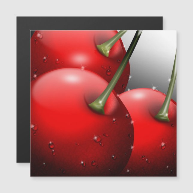 Kirschen mit Taubentropfen Magnetkarte (Vorne/Hinten)