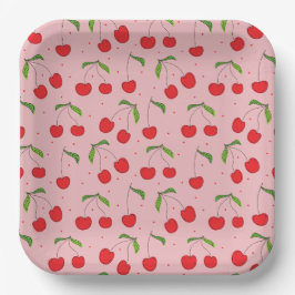 Kirschen Muster Rosa und Rot Papier Tafel Pappteller