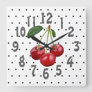 Kirschen Quadratische Wanduhr