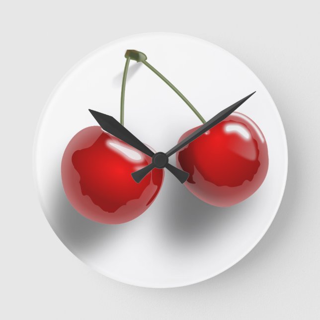 Kirschen Runde Wanduhr (Vorderseite)