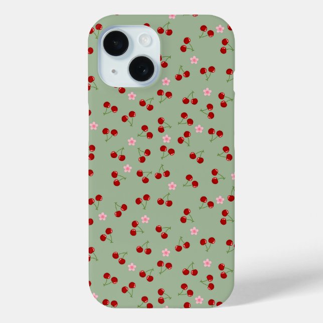 Kirschen und Blume Case-Mate iPhone Hülle (Rückseite)
