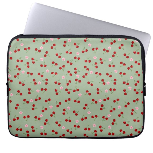 Kirschen und Blume Laptopschutzhülle (Vorderseite)