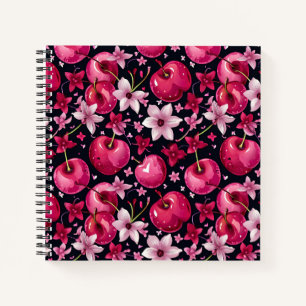 Kirschen und Blume Notizbuch
