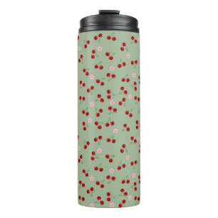 Kirschen und Blume Thermosbecher