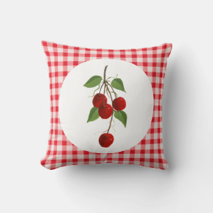 Kirschen und Gingham-Kissen Kissen