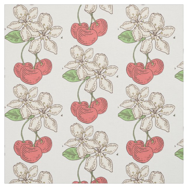 Kirschen und Kirschblüten Stoff (Muster)