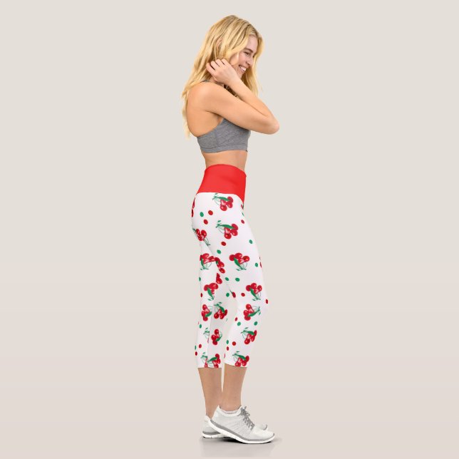 Kirschen und Polka-Punkte Capri Leggings (Rechts)