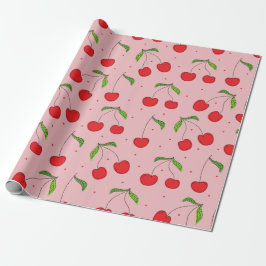 Kirschen zum ersten Geburtstag rosa und rot Geschenkpapier