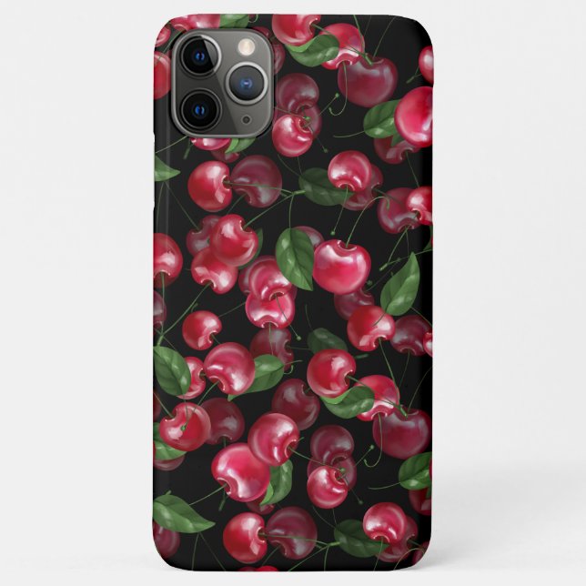 Kirschfrucht auf schwarz Case-Mate iPhone hülle (Rückseite)