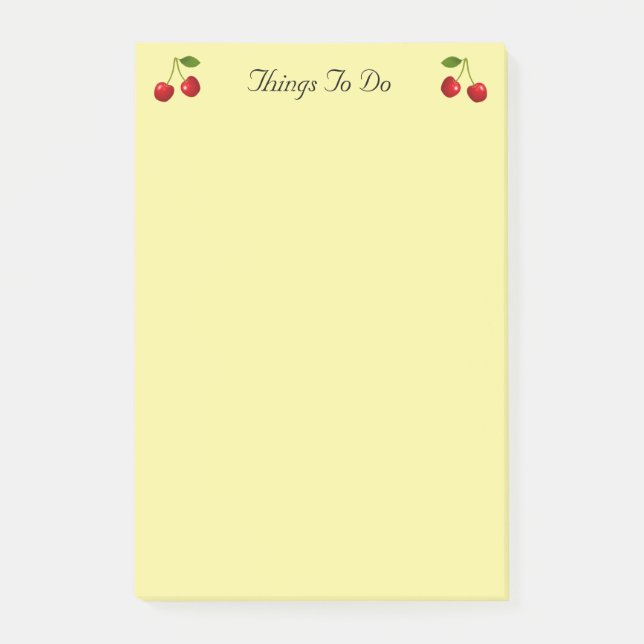 Kirschfrüchte auf gelben Dingen zu tun Post-it Klebezettel (Vorderseite)