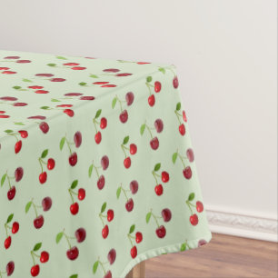 Kirschfrüchte auf Hellgrün Tischdecke