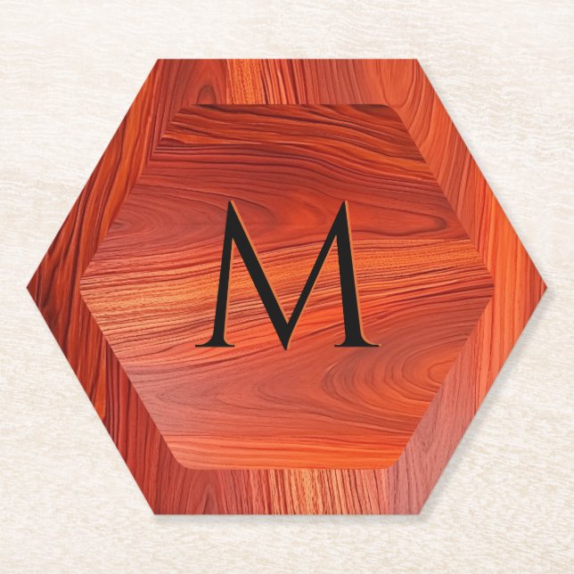 Kirschholzstruktur mit individuellem Monogramm. Untersetzer (Vorderseite)