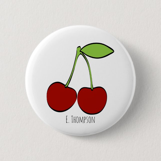 Kirschillustrations-Knopf Button (Vorderseite)