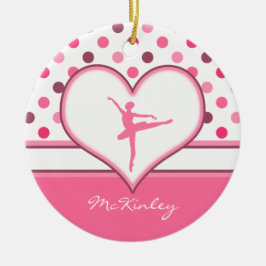 Kirschinspirierter Rosa Polka-Punkte Keramik Ornament