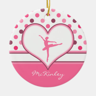 Kirschinspirierter Rosa Polka-Punkte Keramik Ornament